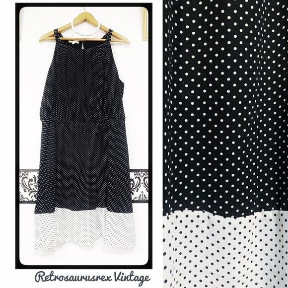 Maurice’s Black & White Polka Dot Day Dress Size 0 - Picture 1 of 5